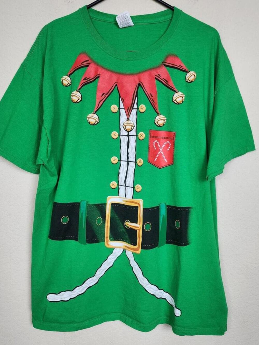 XL Christmas Santa Elf Graphic Tee Shirt